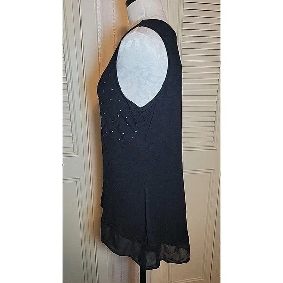 Belldini Women's Black Studded Sleeveless Top 1X ~ Soft - Picture 6 of 11